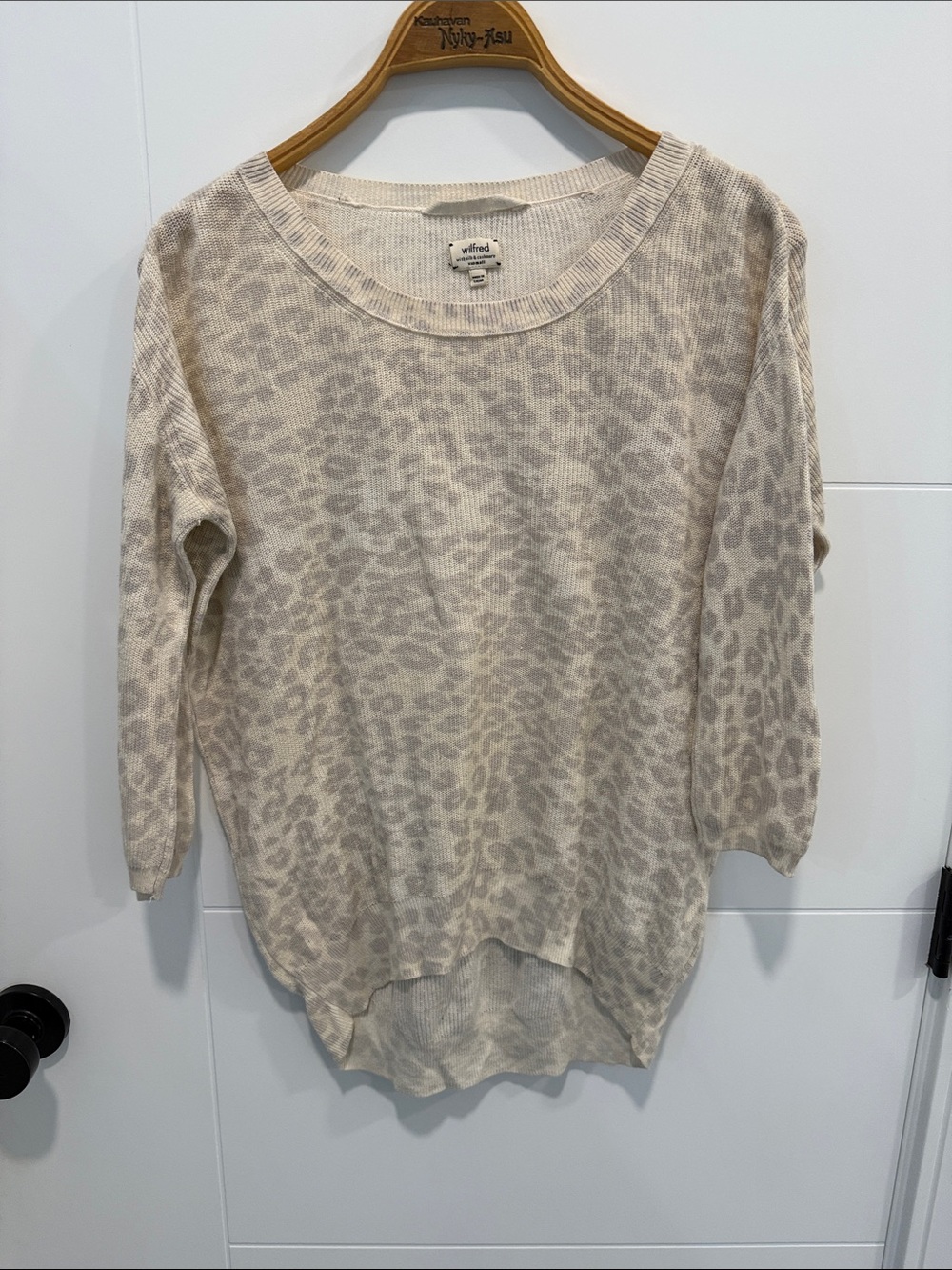 Wilfred Beige Leopard-Print Scoop-Neck Sweater